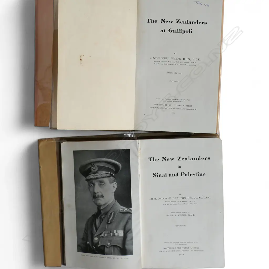 OFFICIAL HISTORY OF THE GREAT WAR VOLS. 1 N.Z. AT GALLIPOLI (NEW DC) + VOLS. 3 SINAI AND PALESTINE; FOLD OUT MAPS, 1921 Image 1++