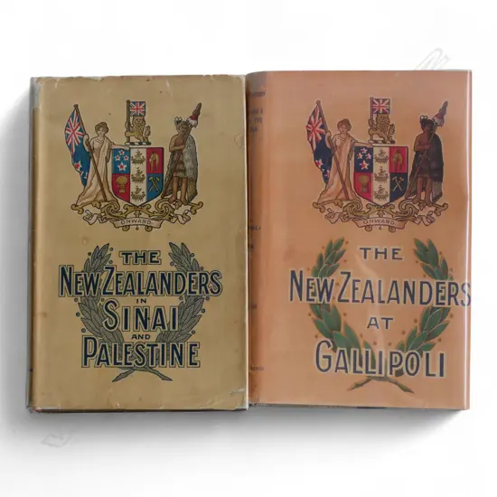 OFFICIAL HISTORY OF THE GREAT WAR VOLS. 1 N.Z. AT GALLIPOLI (NEW DC) + VOLS. 3 SINAI AND PALESTINE; FOLD OUT MAPS, 1921
