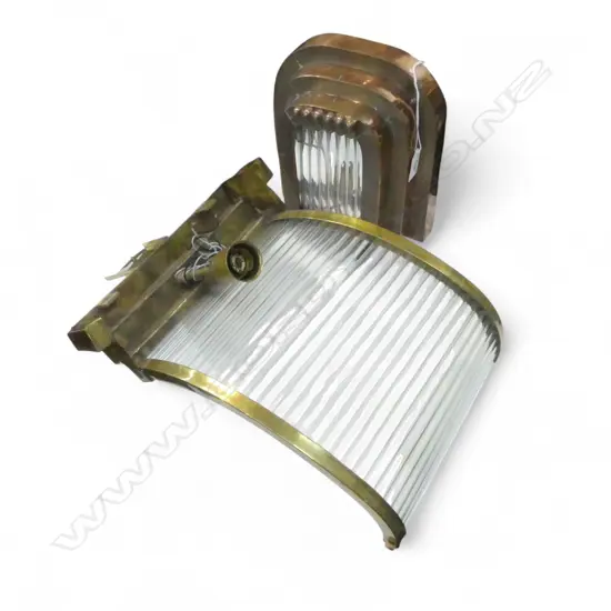 TWO BRASS DECO STYLE SCONCE LAMPS H.430mm