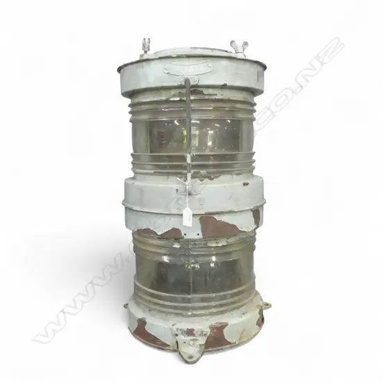 DOUBLE HEIGHT SHIPS MASTHEAD LAMP,  PAINTED COPPER. H.640mm