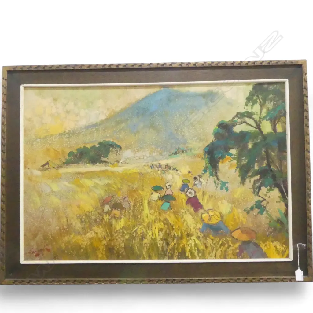 ARTIST UNKNOWN, ORIENTAL LANDSCAPE, OIL ON BOARD 600x900mm, SIGNED Image 1++