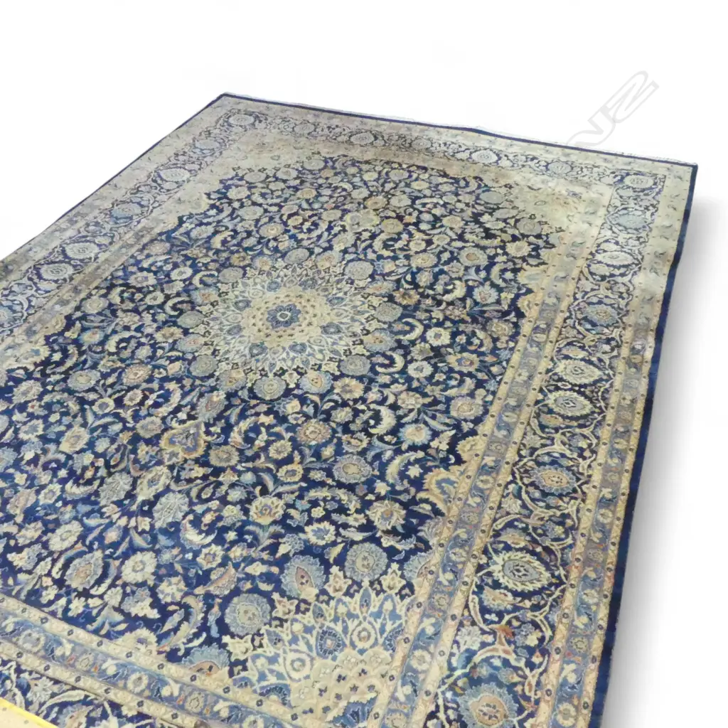 LG HAND KNOTTED WOOL PILE CARPET; BLUE GROUND ISFAHAN STYLE 4000X3200MM Image 1++