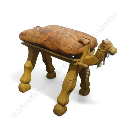 FOLDING CAMEL  STOOL w LEATHER CUSHION H.430mm
