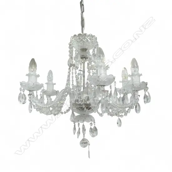 CZECH CRYSTAL SIX BRANCH CHANDELIER Dia.550mm approx