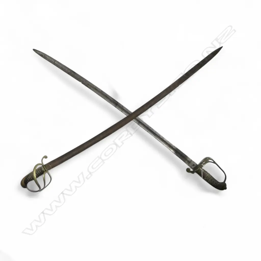 2 19thC LIGHT CAVALRY SWORDS, NO SCABBARDS, OXIDIZED. L.990mm EX HIGHWIC HOUSE... Image 1++