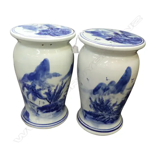 PR CHINESE B/W GARDEN STOOLS H.400mm