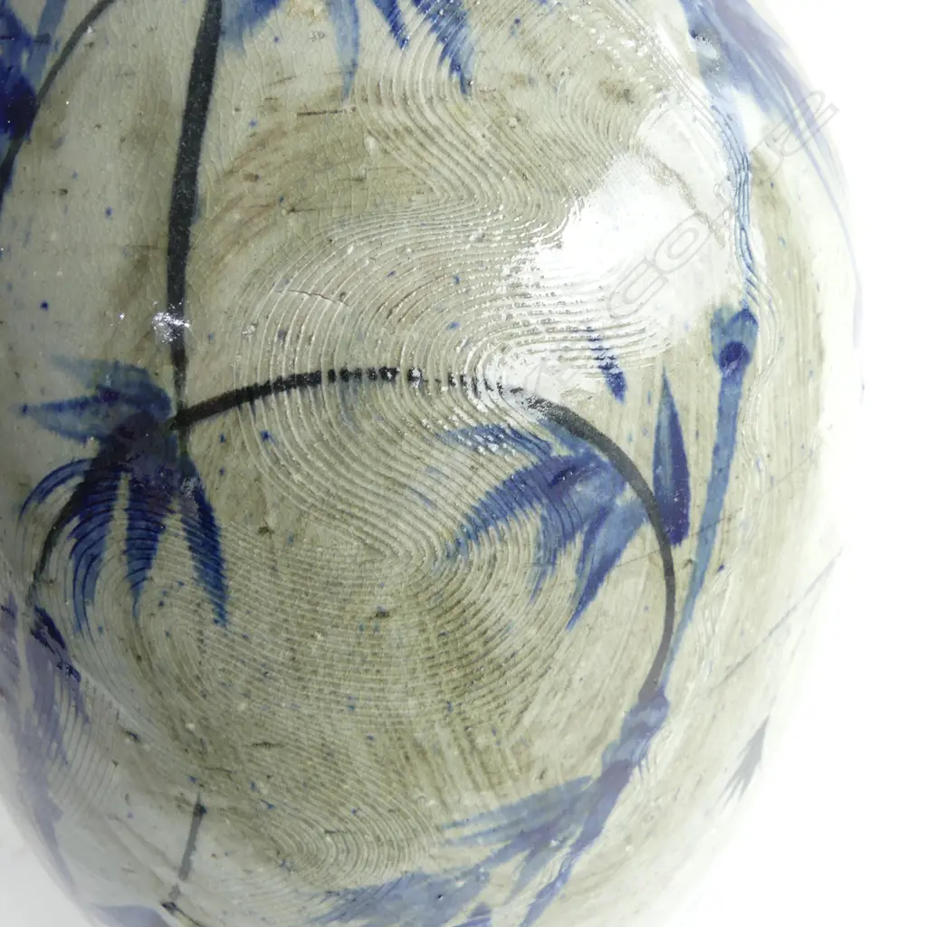 STUDIO POTTERY FLOOR VASE w. PAINTED FLORAL DECORATION H.630mm Image 1++