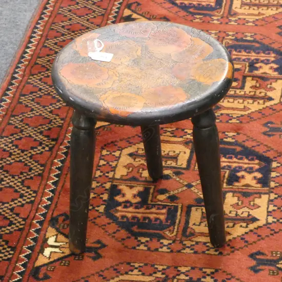 SMALL POKER-WORKED STOOL Dia.285mm