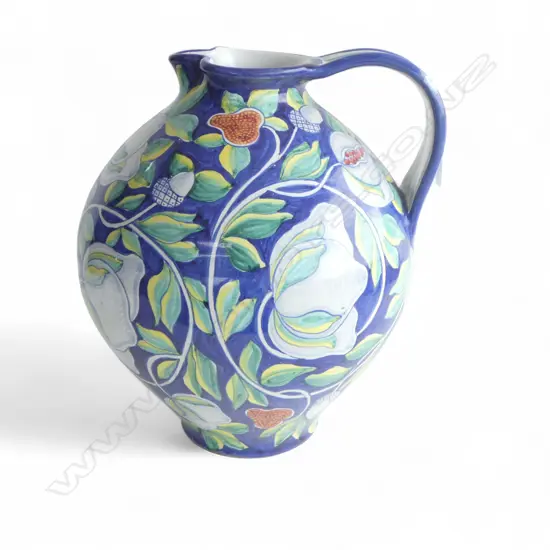 LARGE HAND PAINTED TUSCAN STYLE PITCHER DECORATED WITH POMEGRANATES 440mm (H)