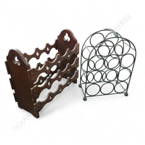 2 SMALL WINE RACKS, WIRE H.495mm & WOODEN W.490mm