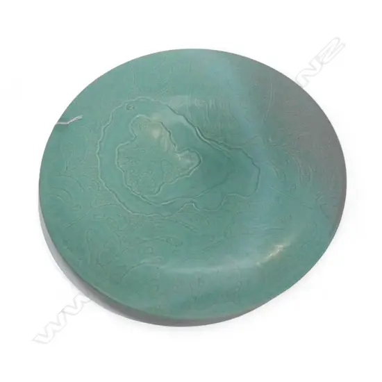 KEUM SUN LEE PORCELAIN DISH w SHALLOW WELL, ORGANIC PATTERNS, Dia.400mm