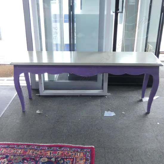 FRENCH MADE LAVENDER & CREAM LACQUERED 'PICCI-TABLE' 1560 x 450 x 600mm