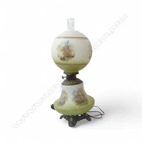 ELECTRIFIED EDWARDIAN TABLE KERO LAMP H700 REPAIR TO BASE