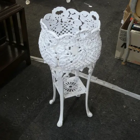 WHITE METAL PLANT STAND H.590mm