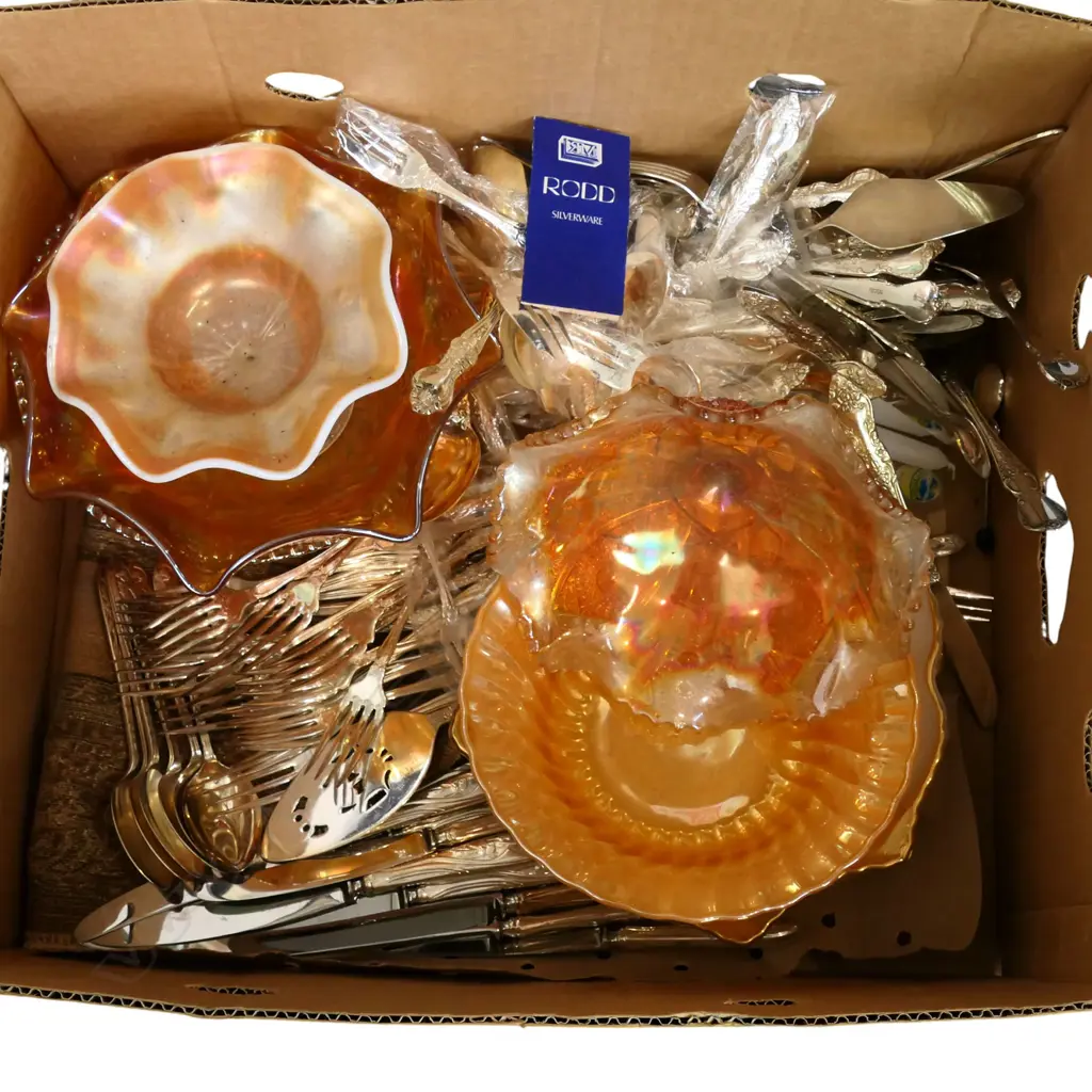 CARNIVAL GLASS, RODD EP CUTLERY ETC Image 1++