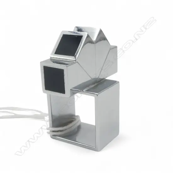 JOSE BRIBIESCA, MODERN RING, CHROME PLATED BRASS & ACRYLIC approx size L/M