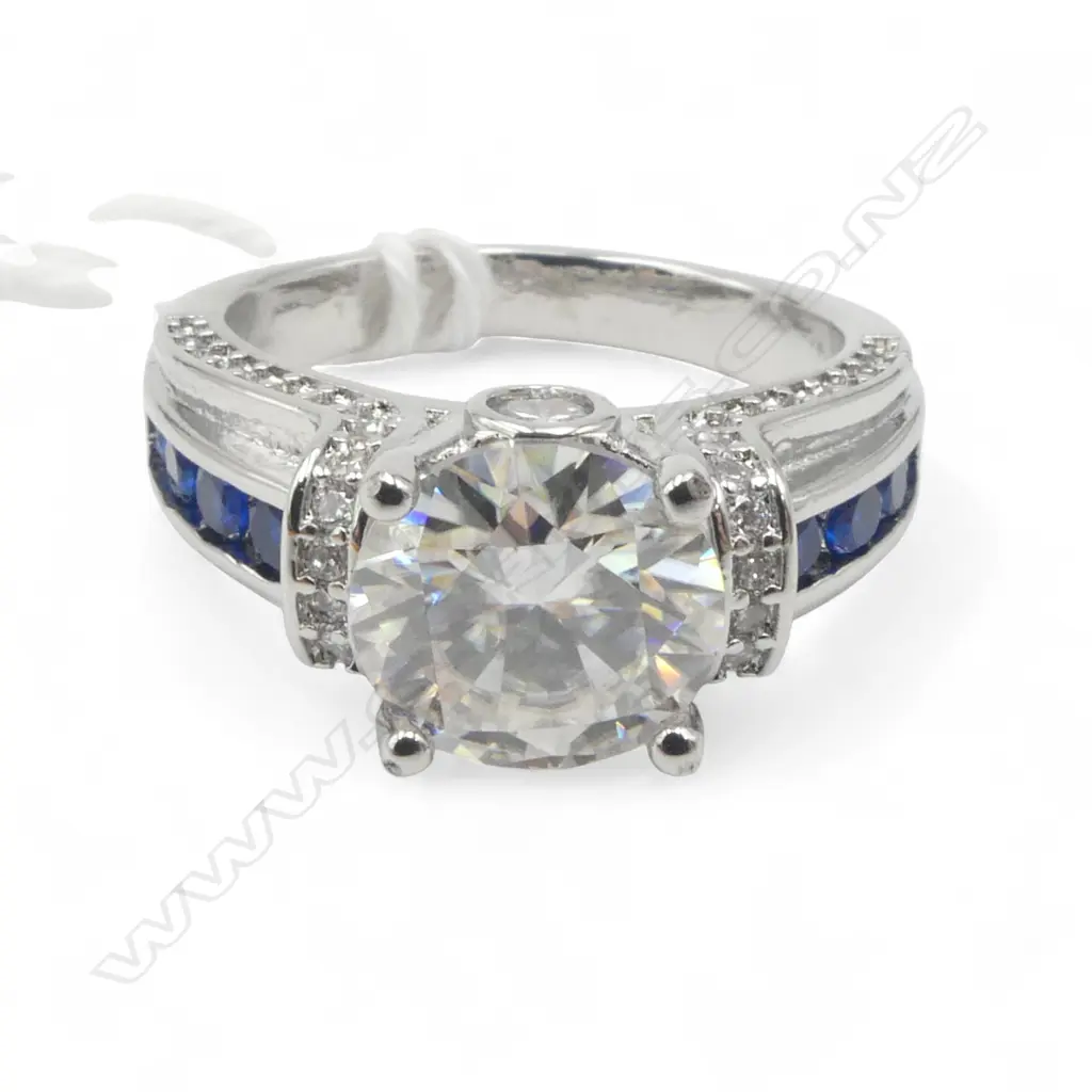 3ct MOISSANITE RING, GRA CERT SIZE P Image 1++