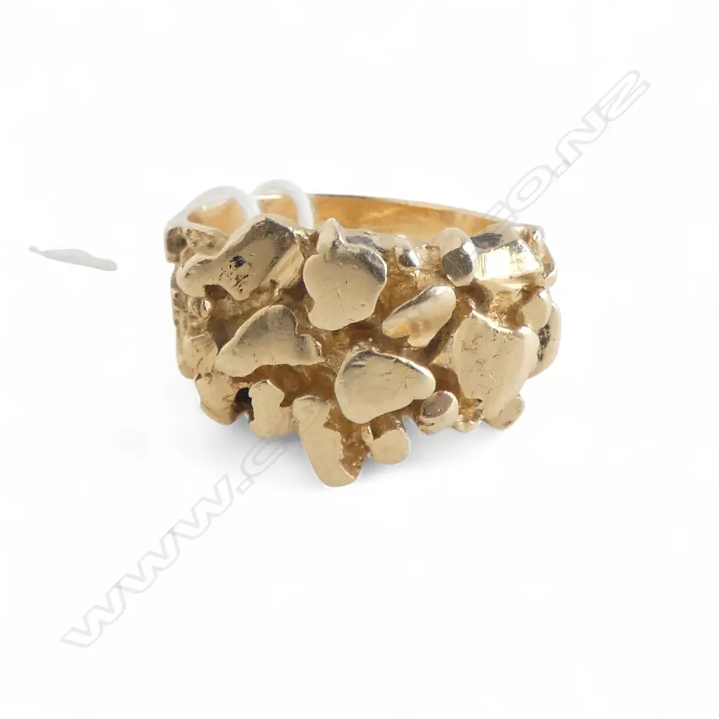 14CT YELLOW GOLD RETRO DESIGNER RING 11.26gms size R Image 1++