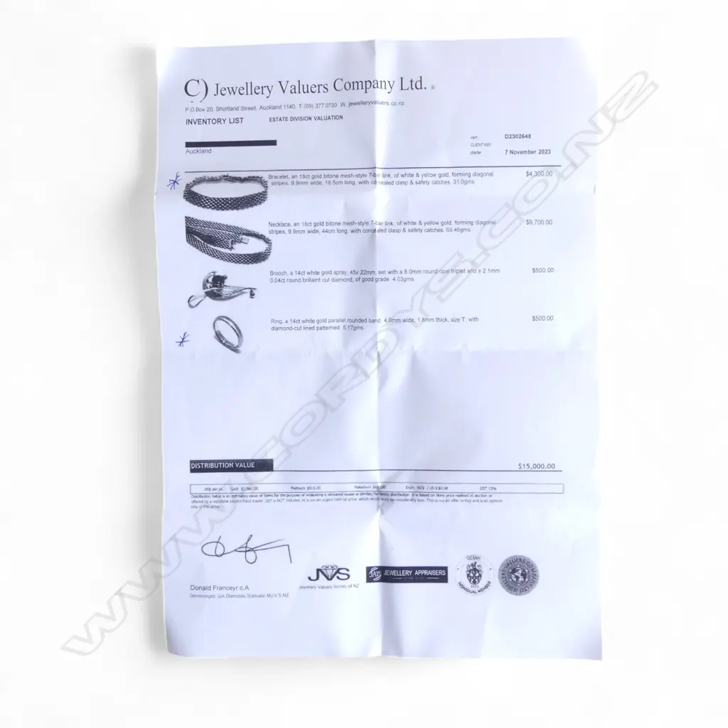 14CT WG BAND RING, SIZE T 5.17gms Image 1++