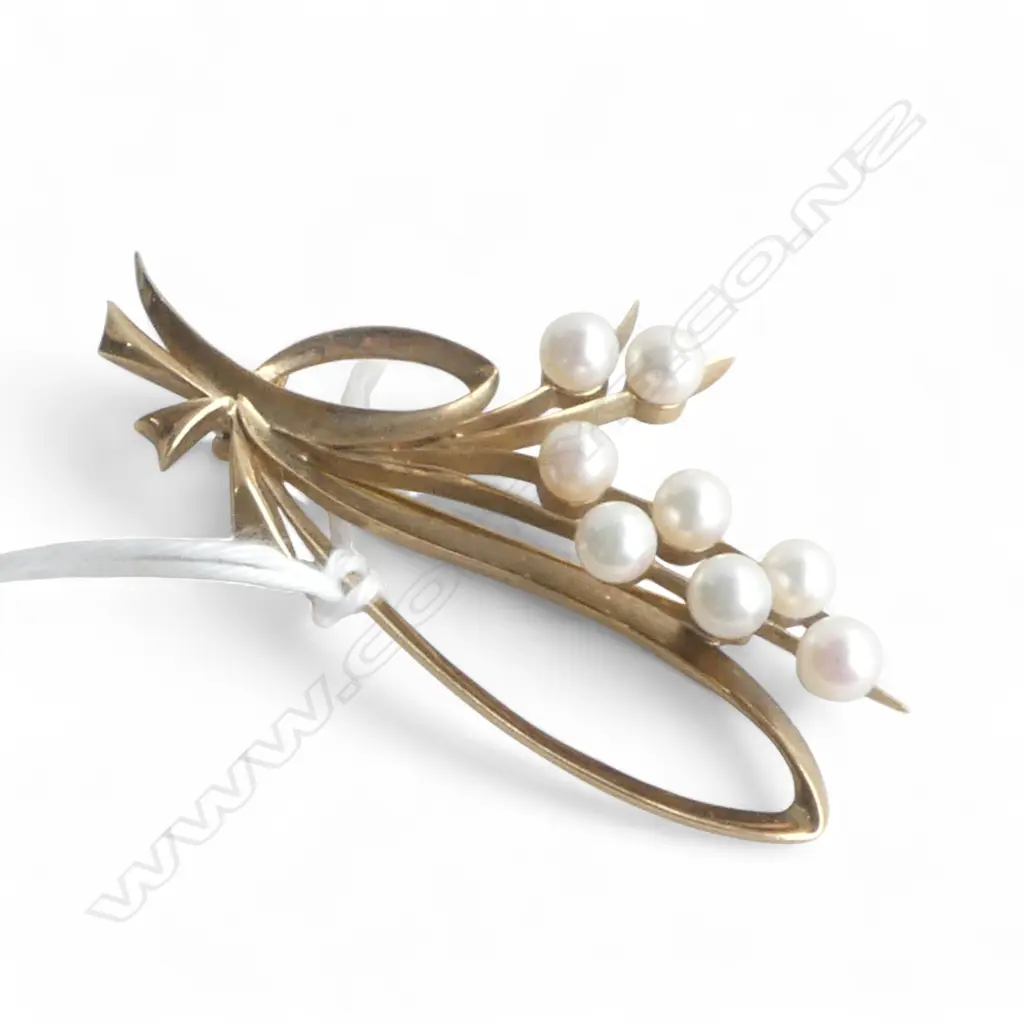 9ct GOLD & PEARL BROOCH 8.15gms Image 1++