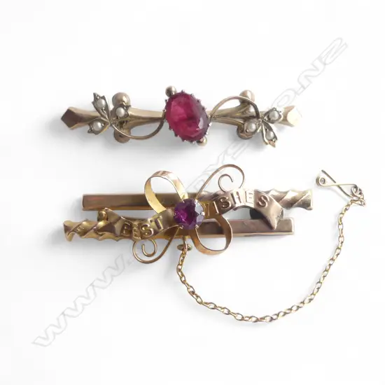 2 9CT BAR BROOCHES, 5.7gms