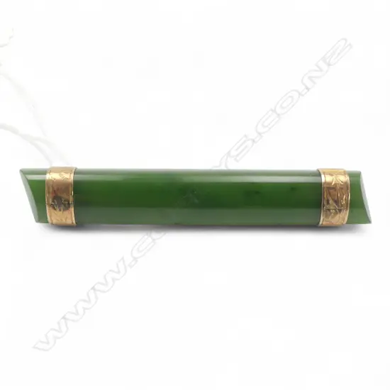 c1900 9ct GOLD & POUNAMU BAR BROOCH