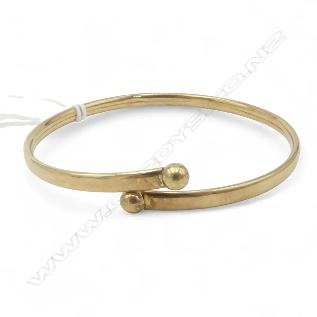 9ct ROSE GOLD BANGLE overlapping bead ends 4.76gms Image 1++