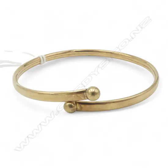 9ct ROSE GOLD BANGLE overlapping bead ends 4.76gms