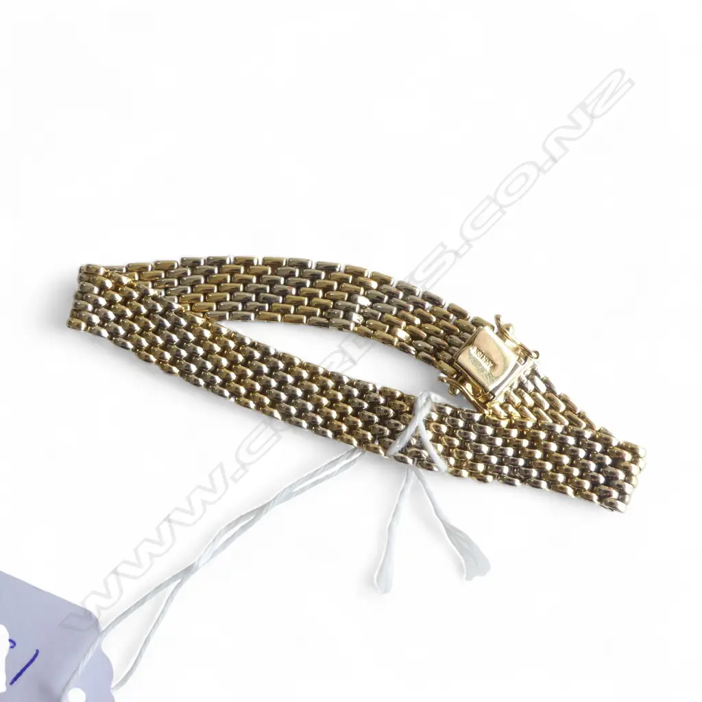 18CT WHITE & YELLOW GOLD BRACELET, 10x185mm 31.0gms Image 1++