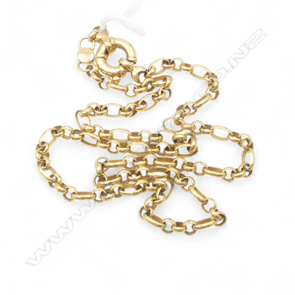 SILVER FILLED 9ct GILT NECK CHAIN WITH 9ct GOLD CLASP. L.420mm Image 1++