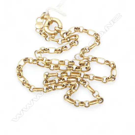 SILVER FILLED 9ct GILT NECK CHAIN WITH 9ct GOLD CLASP. L.420mm