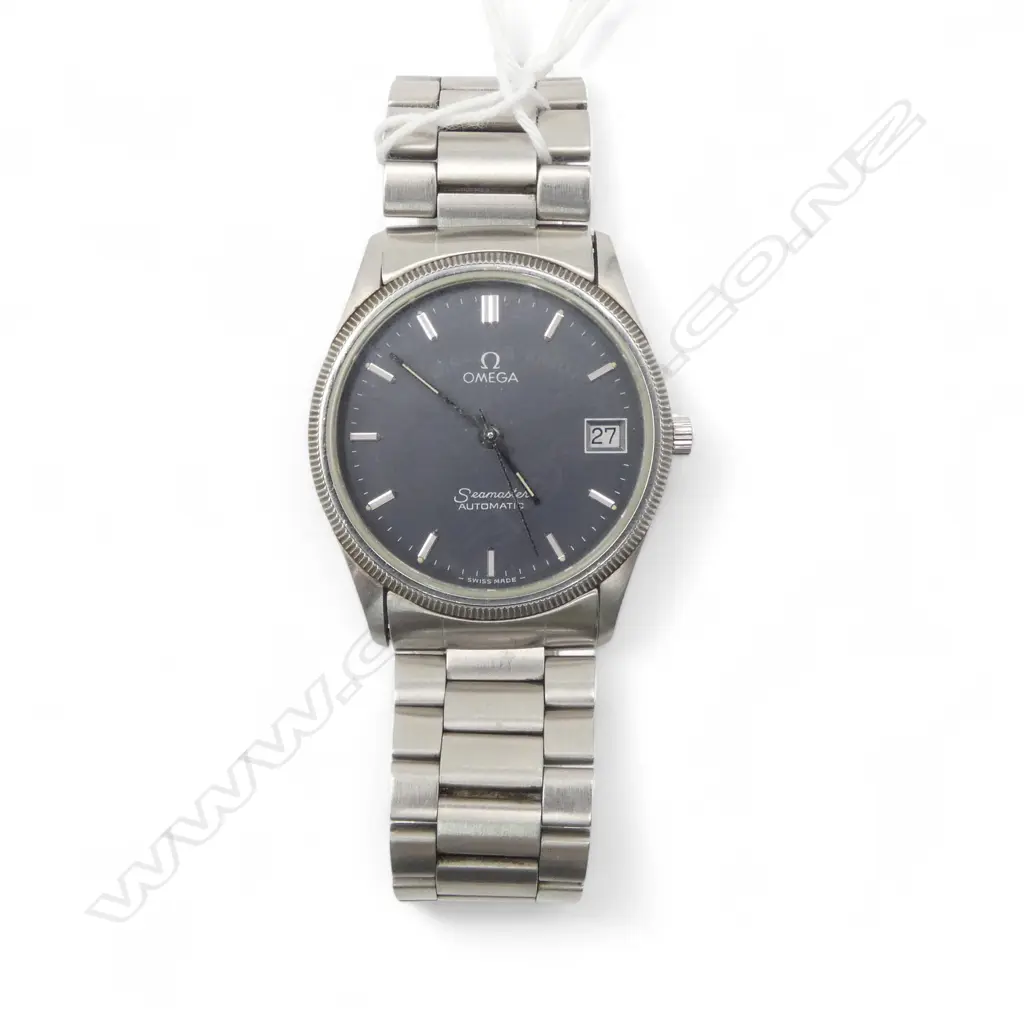 OMEGA GENT'S Seamaster Automatic VINTAGE STAINLESS STEEL WRIST WATCH dark face - running Image 1++