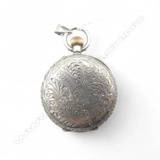 .935 silver EARLY 20thC engraved SILVER MID-SIZE POCKET WATCH 