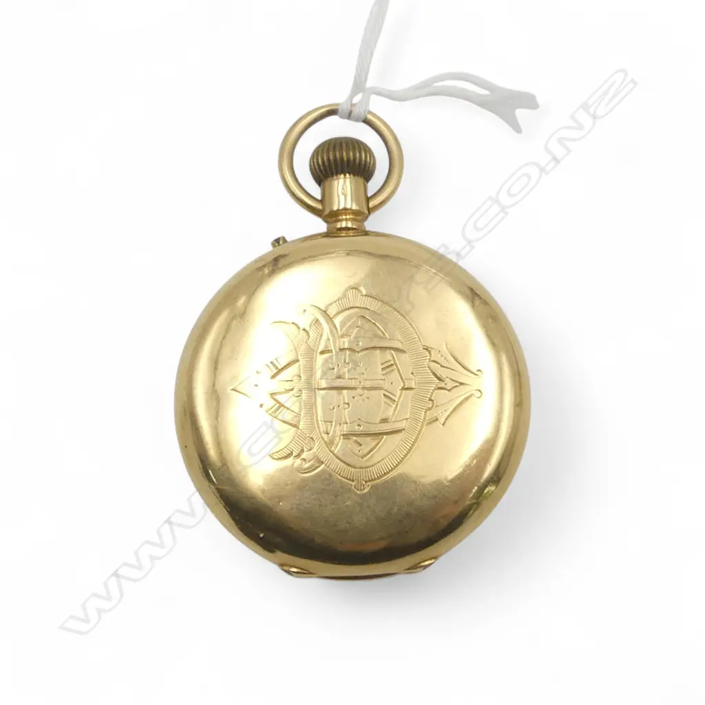 18ct GOLD MID-SIZE HUNTER POCKET WATCH by J.W. Benson of London running 42.48gms Image 1++