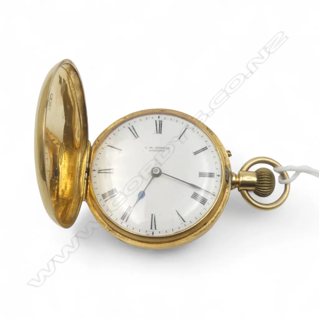 18ct GOLD MID-SIZE HUNTER POCKET WATCH by J.W. Benson of London running 42.48gms Image 1++