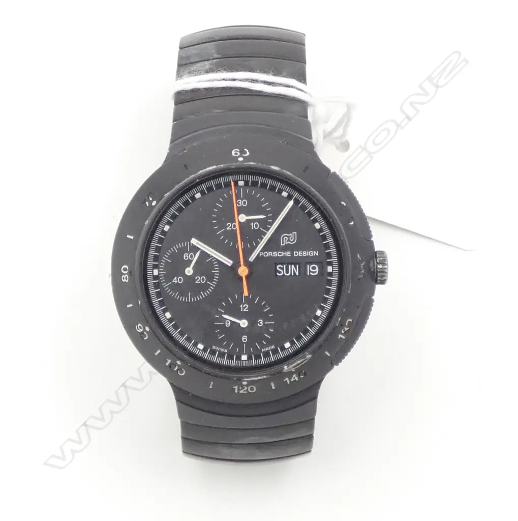 PORSCHE DESIGN GENT'S BLACK CHRONOGRAPH WRISTWATCH running Image 1++