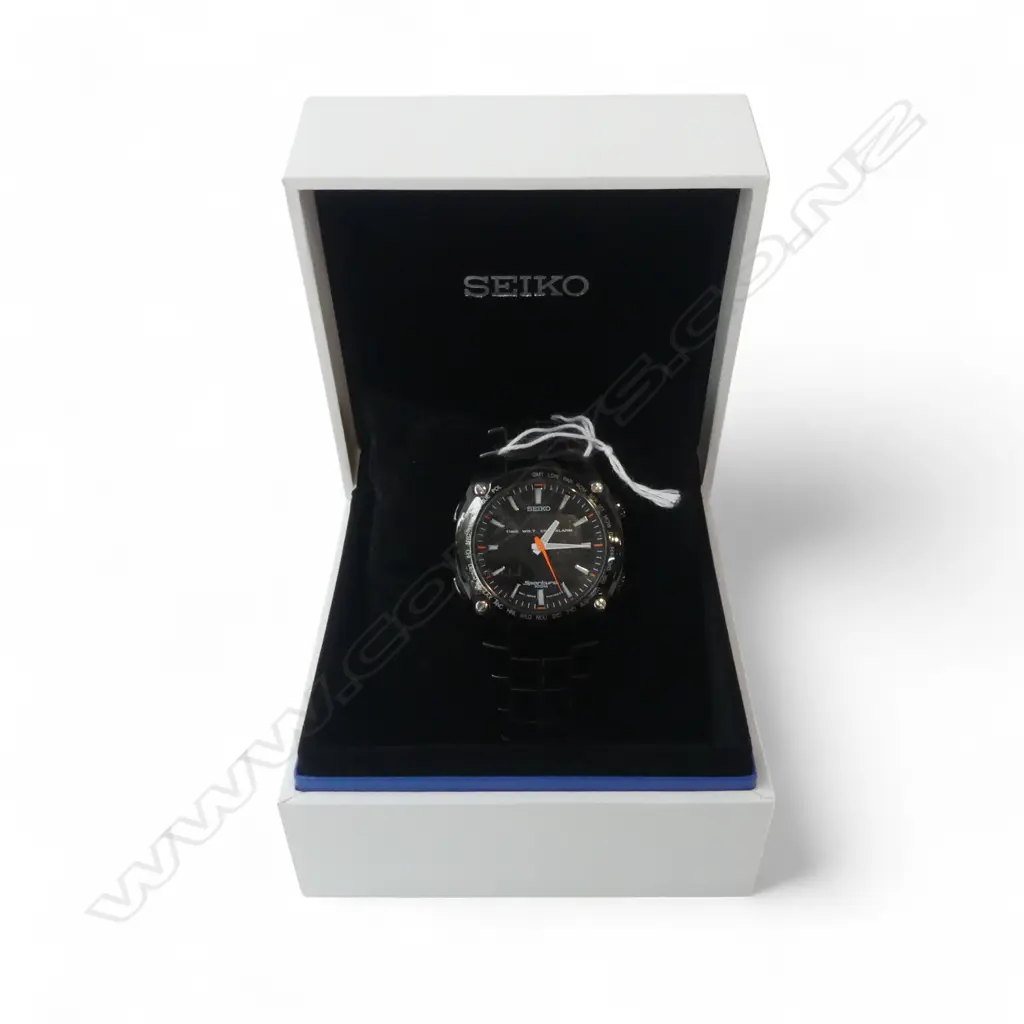 SEIKO SPORTURA BLACK PVD STAINLESS STEEL CASE WRISTWATCH, 100M.  Image 1++