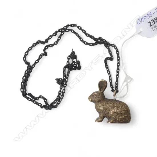 BRONZE RABBIT PENDANT 2012 by jeweller Kim Brice, 40 x 35mm