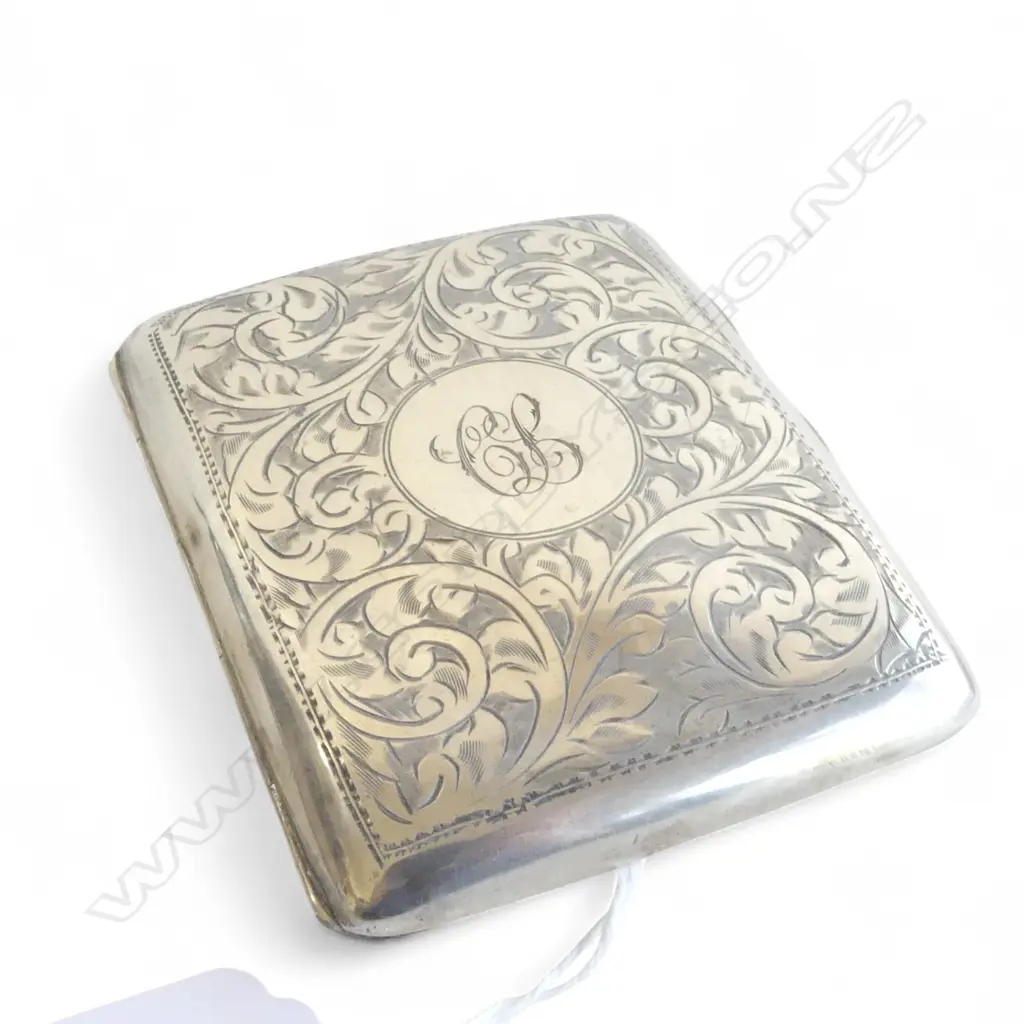 STG SILVER CIGARETTE CASE, B'HAM 1925 85x70mm 58gms Image 1++