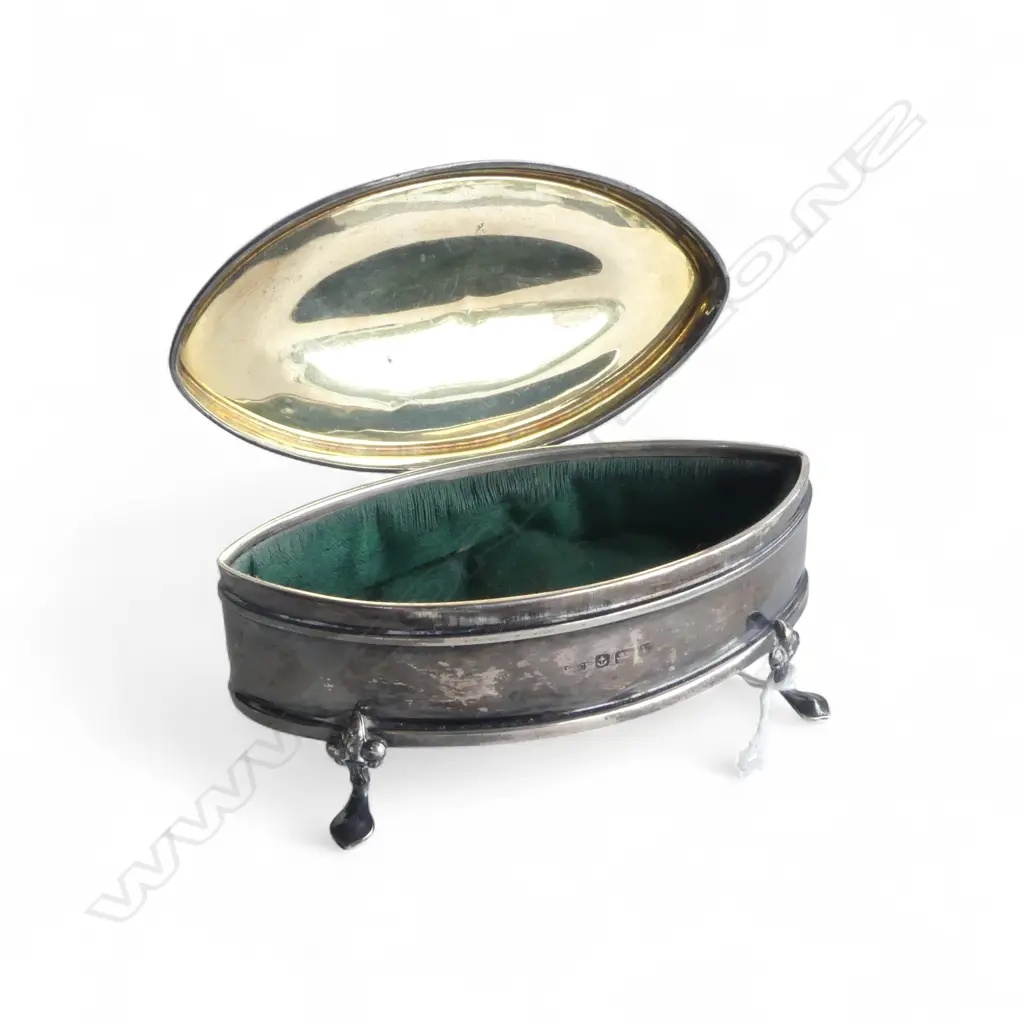 STG SILVER JEWELLERY BOX, BIRMINGHAM 1921, TW 89gms Image 1++