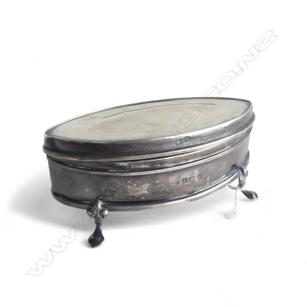 STG SILVER JEWELLERY BOX, BIRMINGHAM 1921, TW 89gms Image 1++