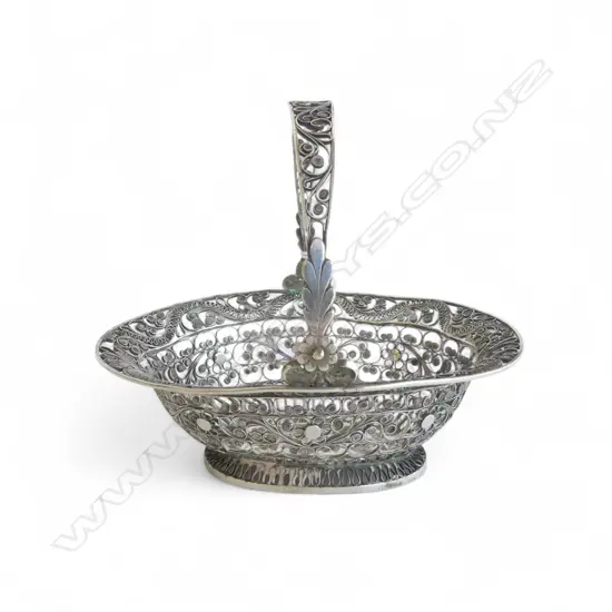 ANTIQUE ITAILAN SILVER FILIGRE BASKET 63 GMS 
