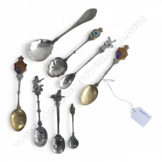 8 SILVER SPOONS; 2 STG 39gms, 6 ASST. GRADES 76gms