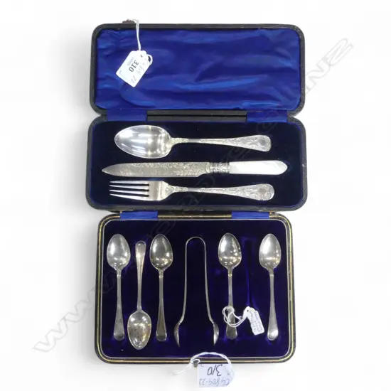 **RTV** BOXED TEASPOON SET ONE MISSING TOTAL WEIGHT: 106gms  + PLATED BOXED K/F/S EDWARDIAN SET