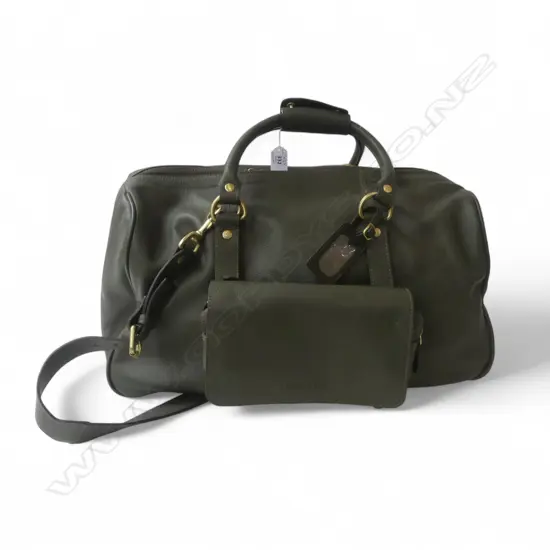 VINTAGE WOOL & OAK LEATHER BAG w. COVER