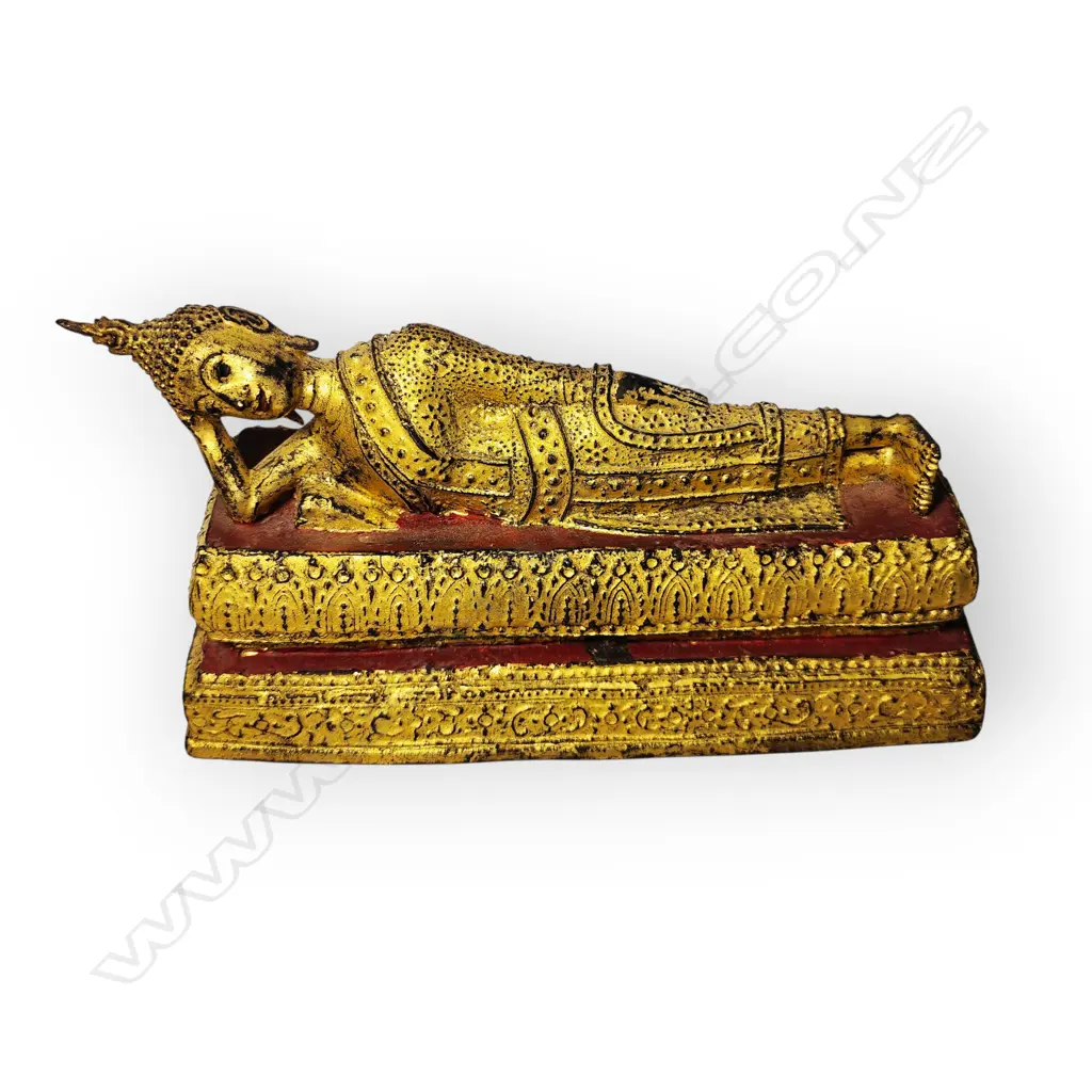 RATTANAKOSIN GILDED BRONZE RECLINING BUDDHA STATUE Image 1++