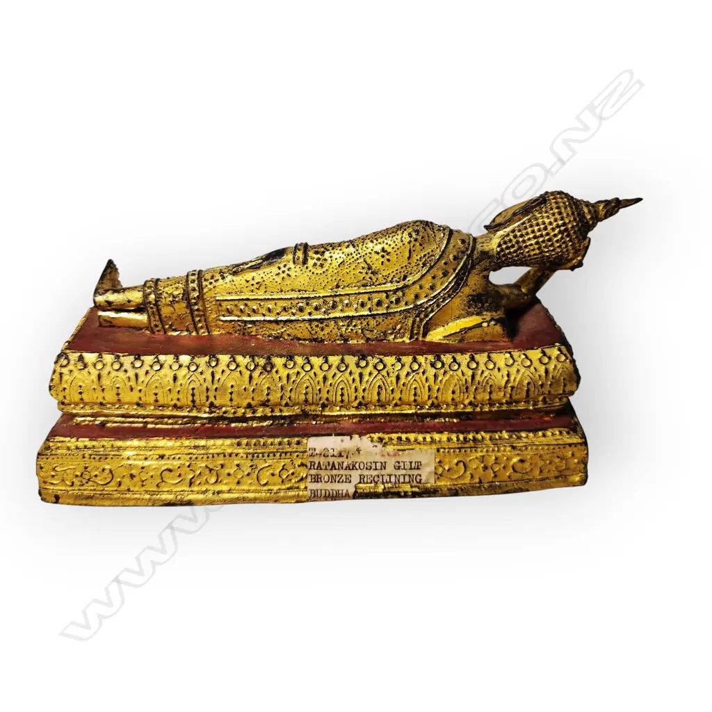 RATTANAKOSIN GILDED BRONZE RECLINING BUDDHA STATUE Image 1++