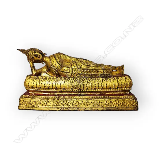 RATTANAKOSIN GILDED BRONZE RECLINING BUDDHA STATUE