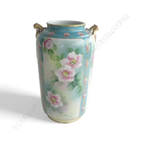 VINTAGE TALL HAND PAINTED FLORAL NORITAKE VASE H300MM