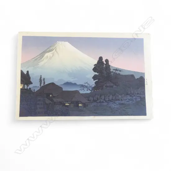 JAPANESE SHIN-HANGA by TAKAHASHI HIROHKI 'MT FUJI FROM MIZUKUBO AT SUNSET' 265x400mm